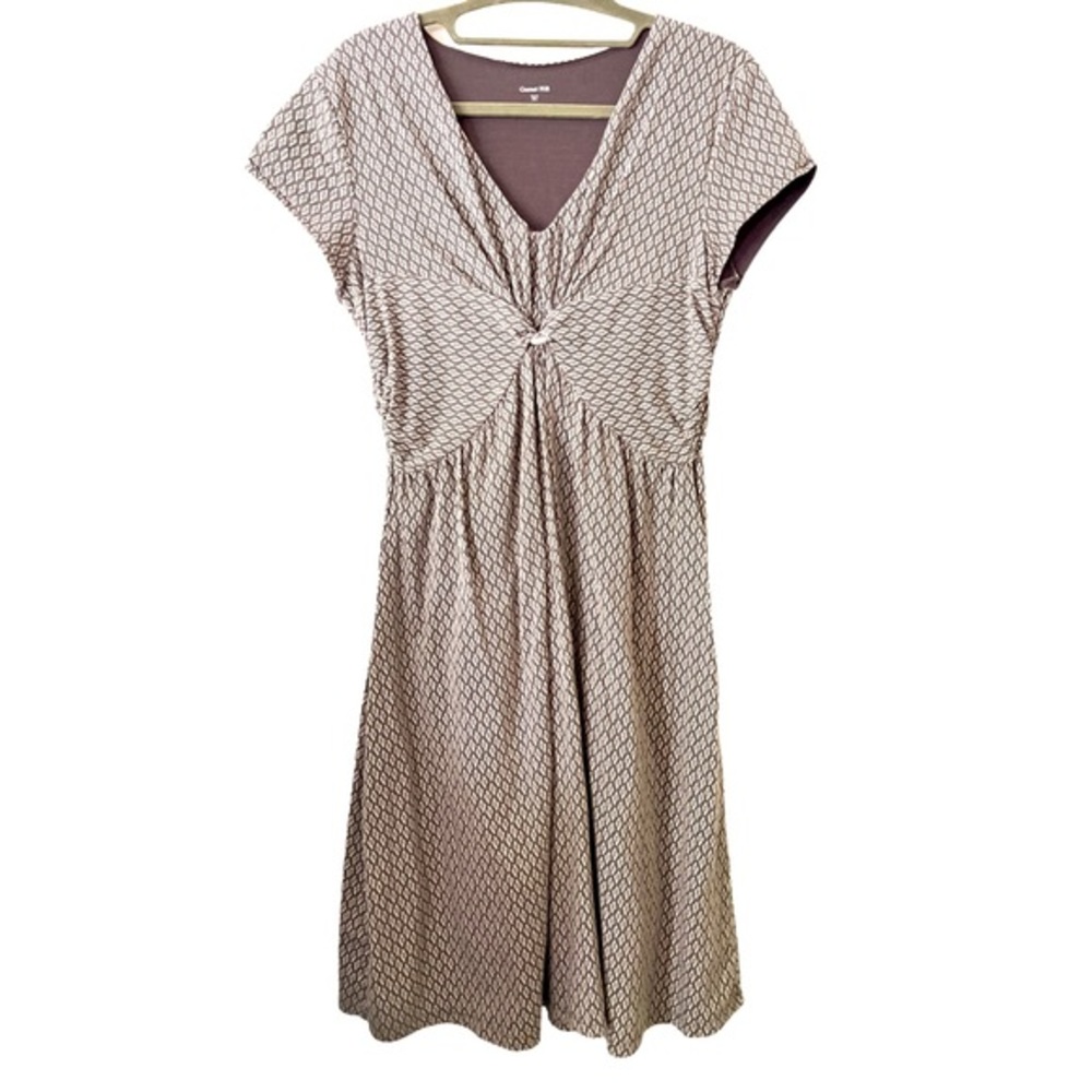 Garnet Hill V-Neck‎ Short Sleeved Patterned A-Line Dress